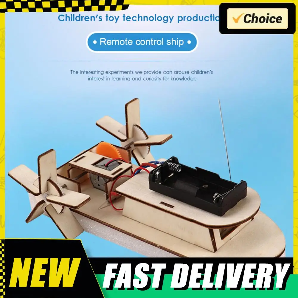 Students DIY Paddle Wheel Ship Assembling Model Remote Control Toys Material Kits Kids Educational Toys Science Experiments
