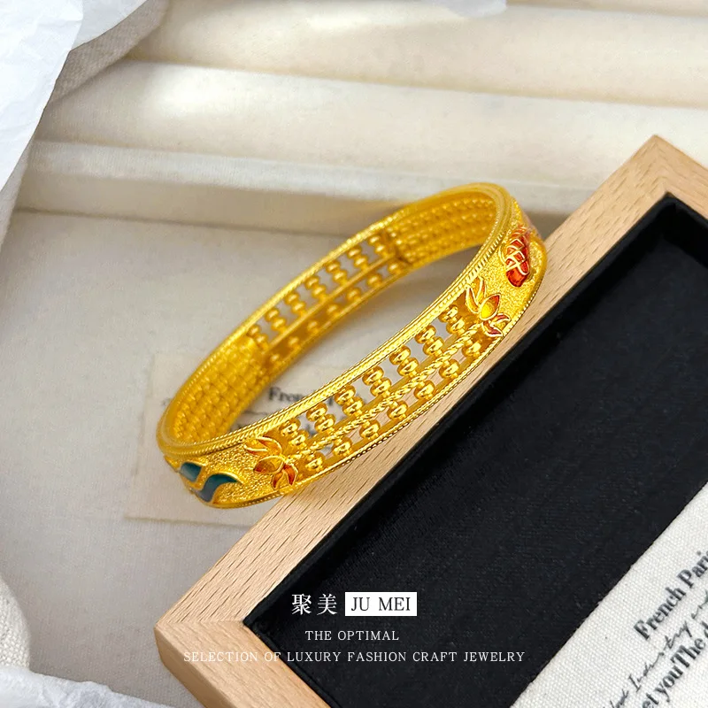 

Women's Filigree Abacus Closed Bracelet, 24K Gold, AU999 | Antique Qing Dynasty abacus replica, vintage mercantile grandeur.