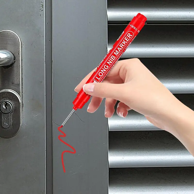 Carpenter Pen Long Deep Nib Marking Pen Carpenter Ink Marker Quick Drying Long Head Drill Markers For Carpenters And Builders