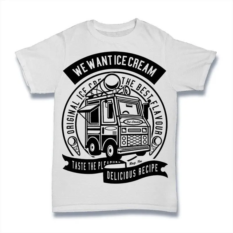 Ice Cream Truck T-Shirt New 100% Cotton Short Sleeve O Neck T Shirt Top