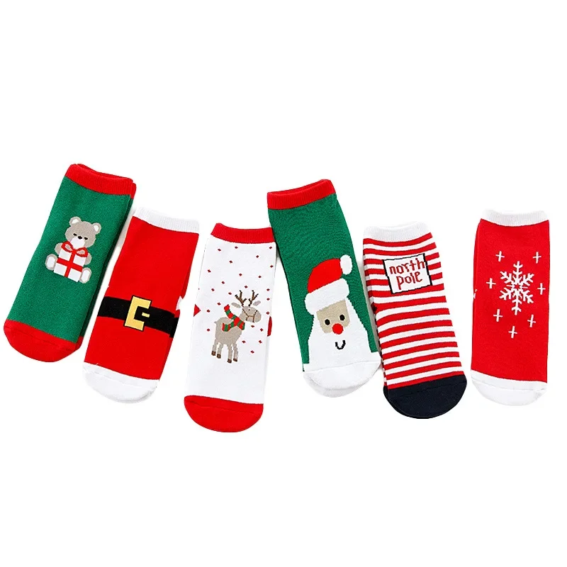 2022 Hot Children\'s Christmas Terry Socks Plush Thick Warm Omfortable Cartoon Santa Snowflake Baby Boys and Girls Med Tube Sock