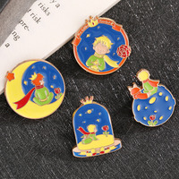 New Cute Cartoon Fairy Tale Series Star Moon Little Prince Enamel Metal Badge Brooch Pin Clothes Hat Accessories