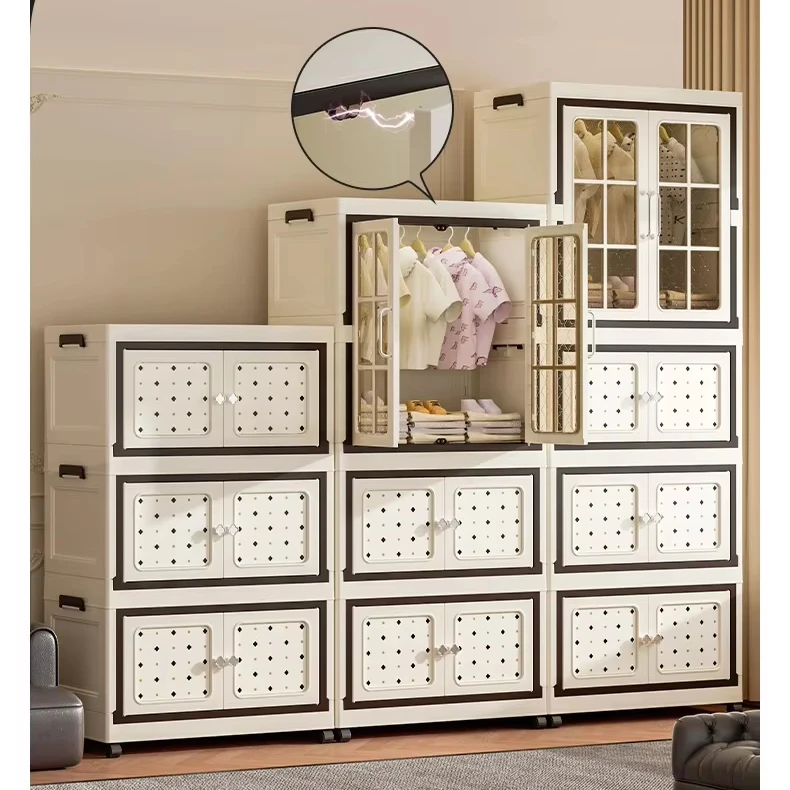 

Bedroom houseuse Multi-functional Folding Plastic Modern Simple Five-Layer Organization Clothes Storage Cabinet Wardrobe Locker