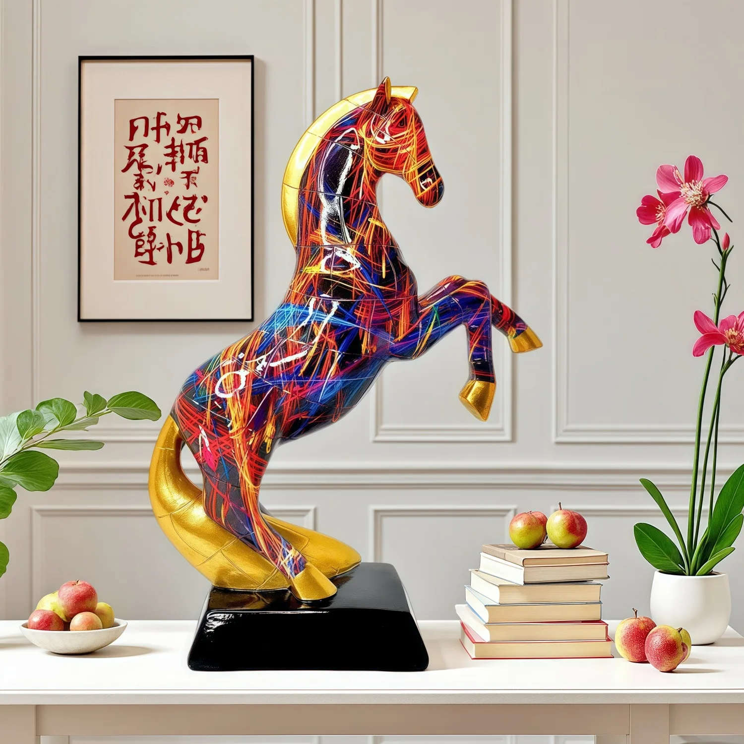 *qa Creative Galloping Horse Resin Ornament Success Symbol Home Office Wealth Decor Opening Gift#