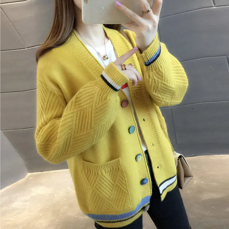 2024 Autumn and Winter New Sweater Jacket Cardigan Korean Version Loose Knit Sweater