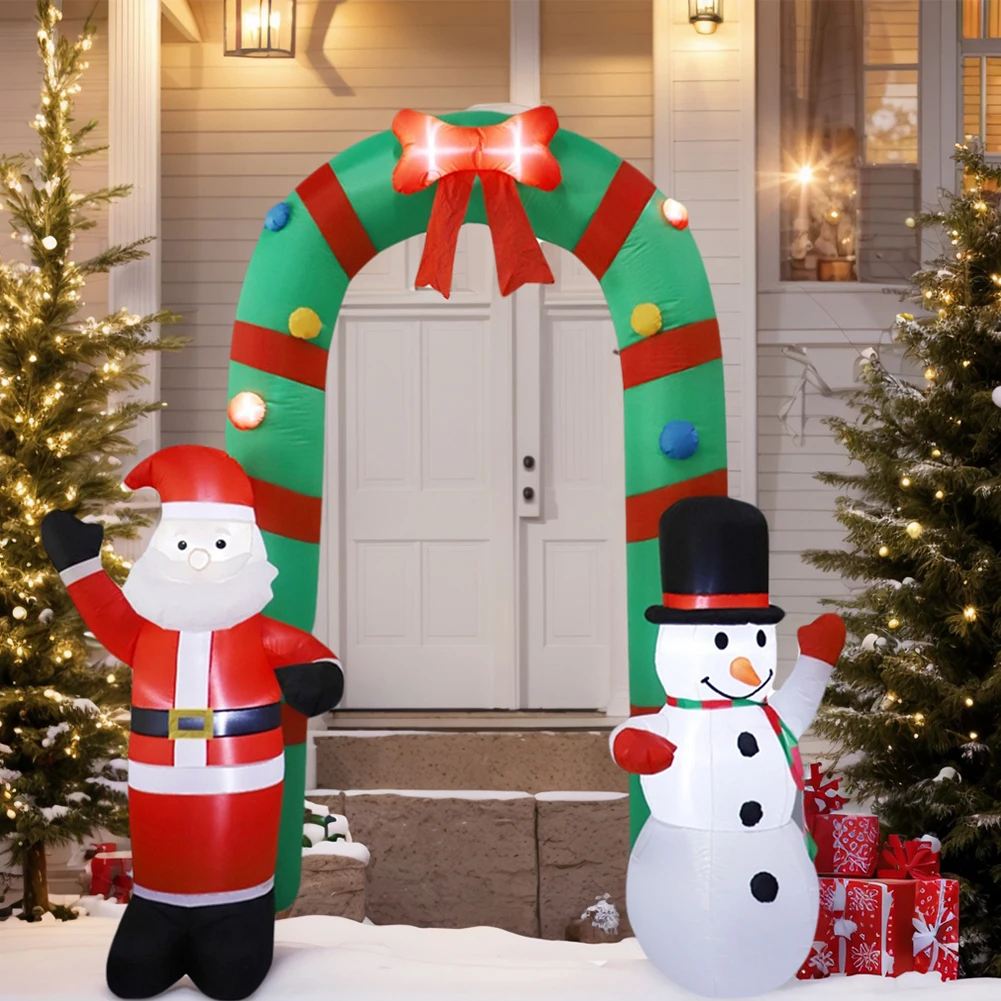 

Надувная арка 8 футов с Дедом Морозом и Снеговиком, с LED-подсветкой, для площади, торгового центра, газона, сада, праздничной вечеринки