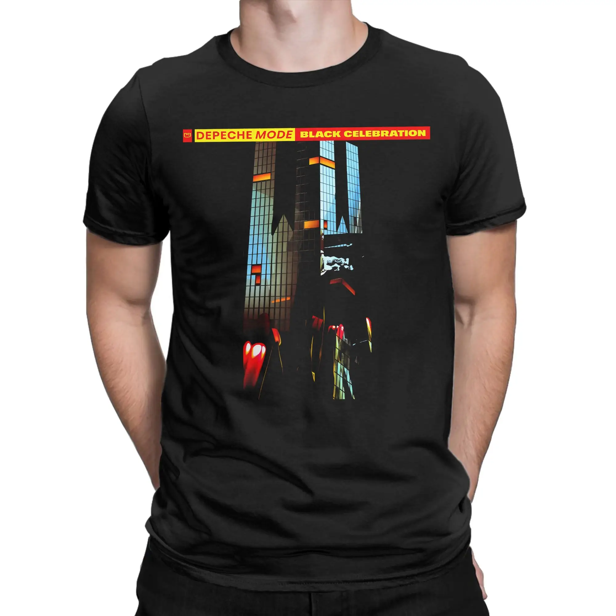 Awesome Depeche Mode Black Celebration T-Shirt for Men Crewneck Pure Cotton T Shirts  Short Sleeve Tees Graphic Printed Clothes