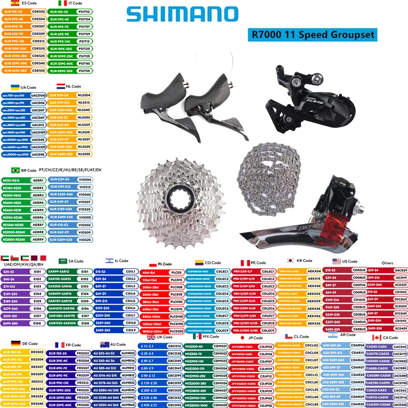Shimano 105 R7000 Groupset 2x11 Speed  ST+FD+RD+CS+CN 11-25T 11-28T 11-30T 11-32T 11-34T For Road Bike Bicycle
