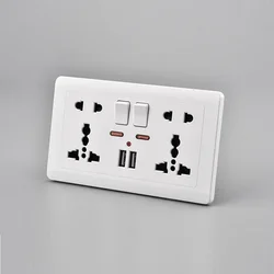 Depoguye White USB Plug Wall Sockets,Universal 10-hole Power Socket, Sockets and Switches, Socket with Usb Charging AC110V-250V