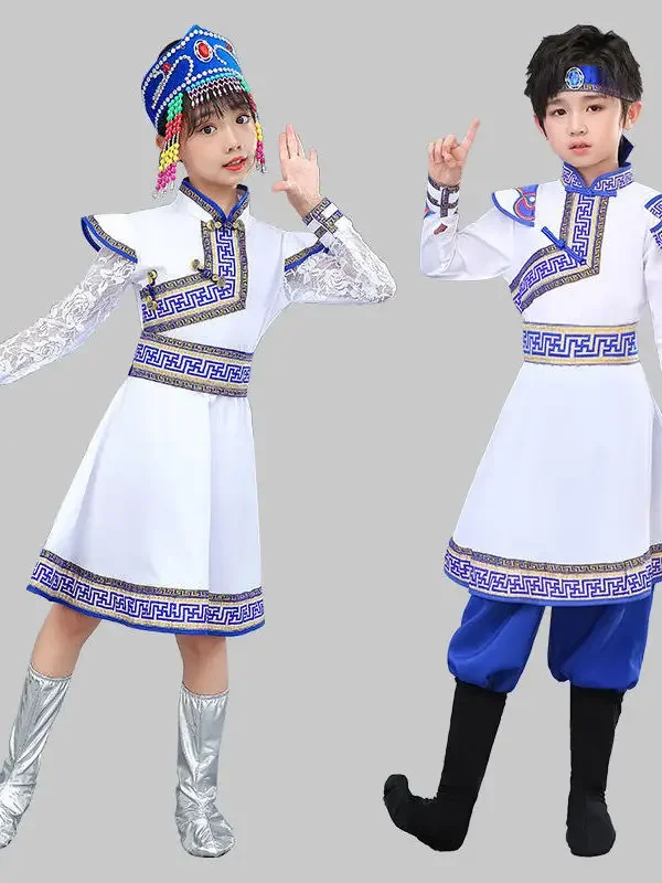 Etnische Minderheid Performance Kleding Voor Jongens En Meisjes Mongolische Danskleding Tibetaans Mongolisch Danskostuum