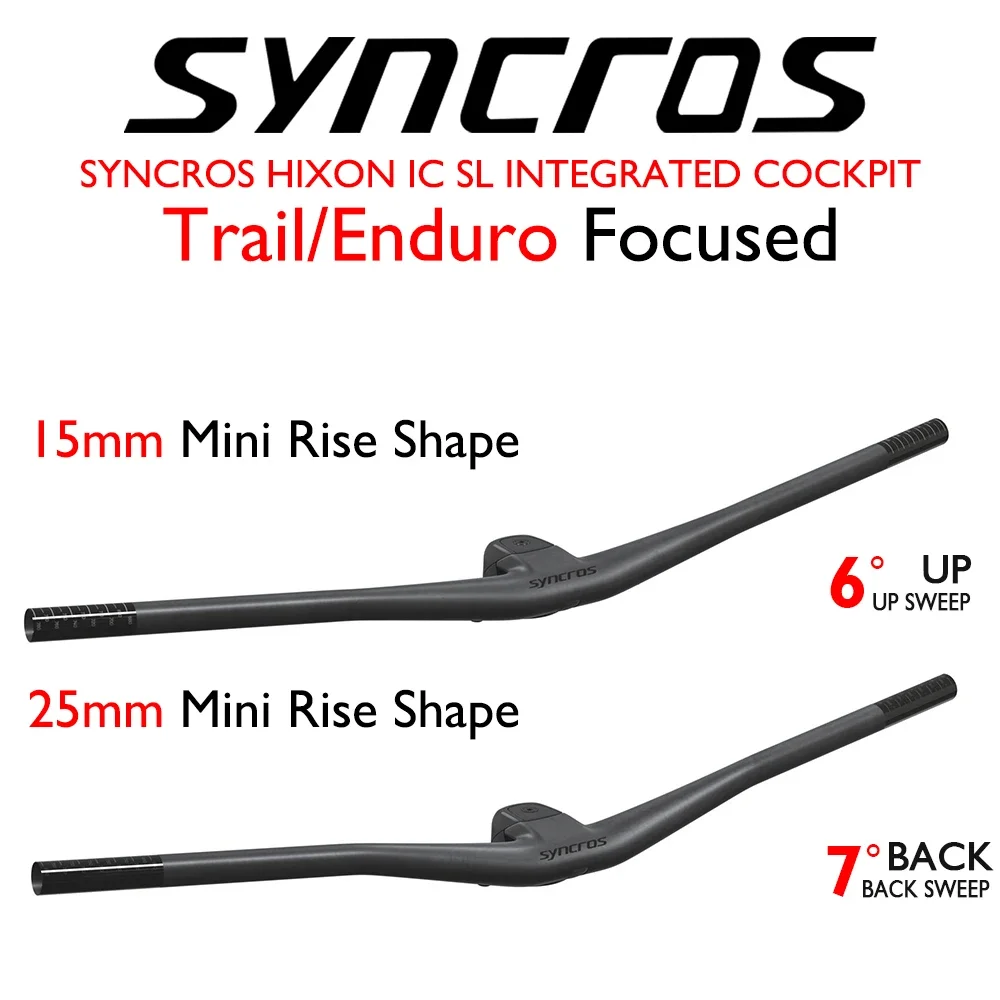 SYNCROS HIXON IC SL INTEGRATED COCKPIT Trail/Enduro Focused 15/25mm Mini Rise Shape Stem 4/5DEG 40/50mm Bicycle MTB Handlebar