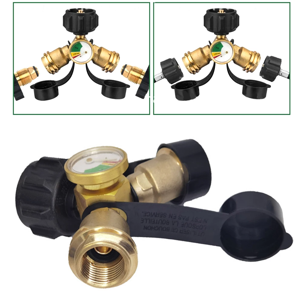 Enduring 3-way Propane Valve BBQ Propane Splitter Brass Construction Color-coded Dial High Quality Leak-proof Design