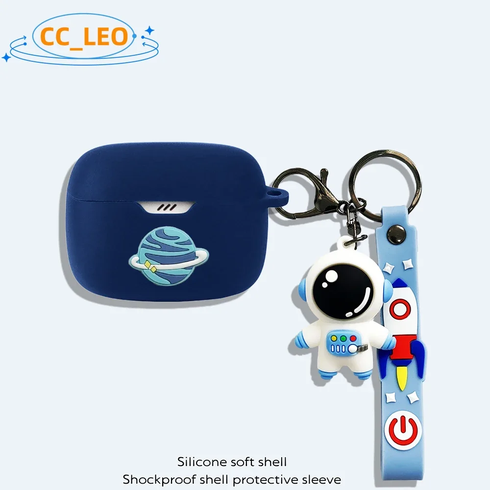 For JBL TUNE Buds Case Creative Astronaut Keychain Pendant JBL TUNE Beam Silicone Soft Case Protective Cover Shiba Inu