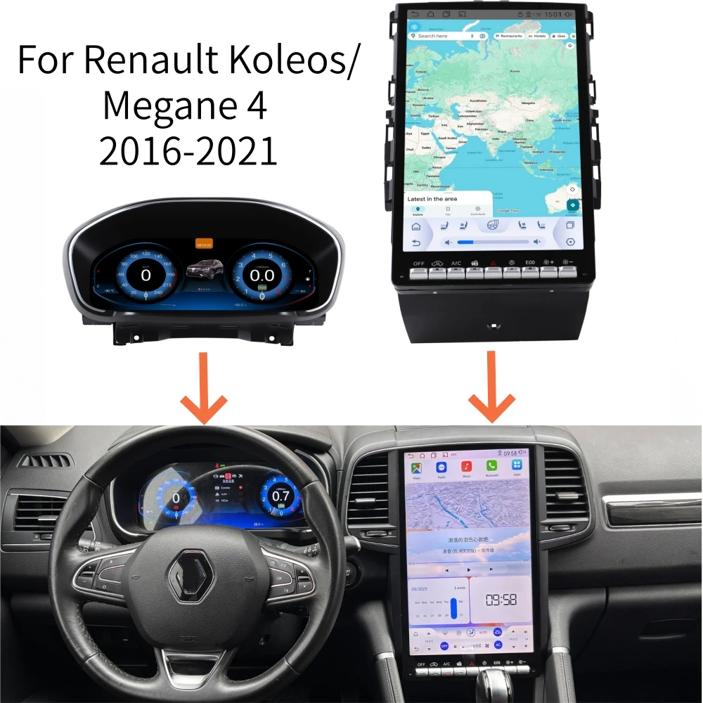

LCD Android Screen For Renault Koleos/Megane 4 2016-2021 Car Digital Cluster Virtual Cockpit Dashboard Instrument Panel