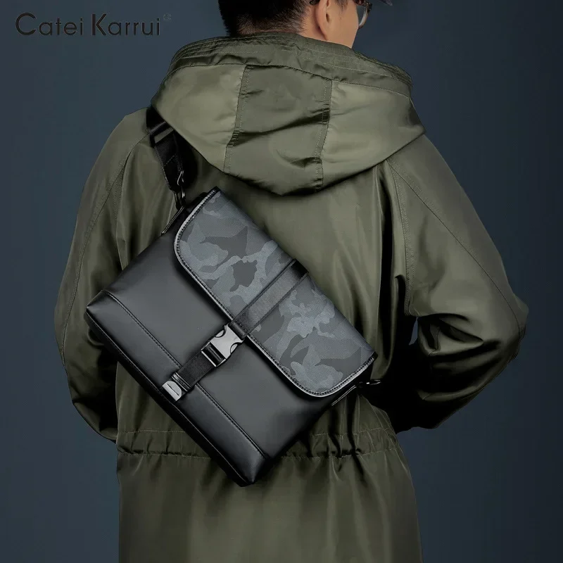 Casual Camouflage Heren Crossbody Tas Boekentas Met Hoge Capaciteit Schoudertas Heren Mode Business Crossbody Tas Bolso