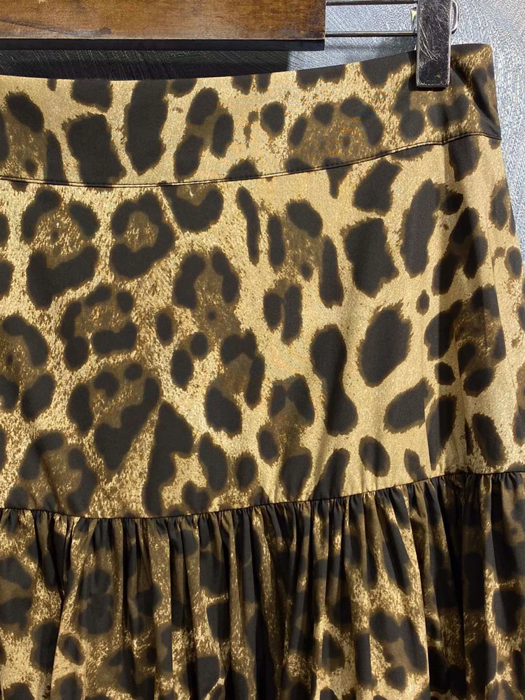 Seqinyy 100% Katoenen Rok Zomer Lente Nieuwe Mode Ontwerp Vrouwen Runway Hoge Kwaliteit Vintage Luipaard Print Sicilië A-lijn