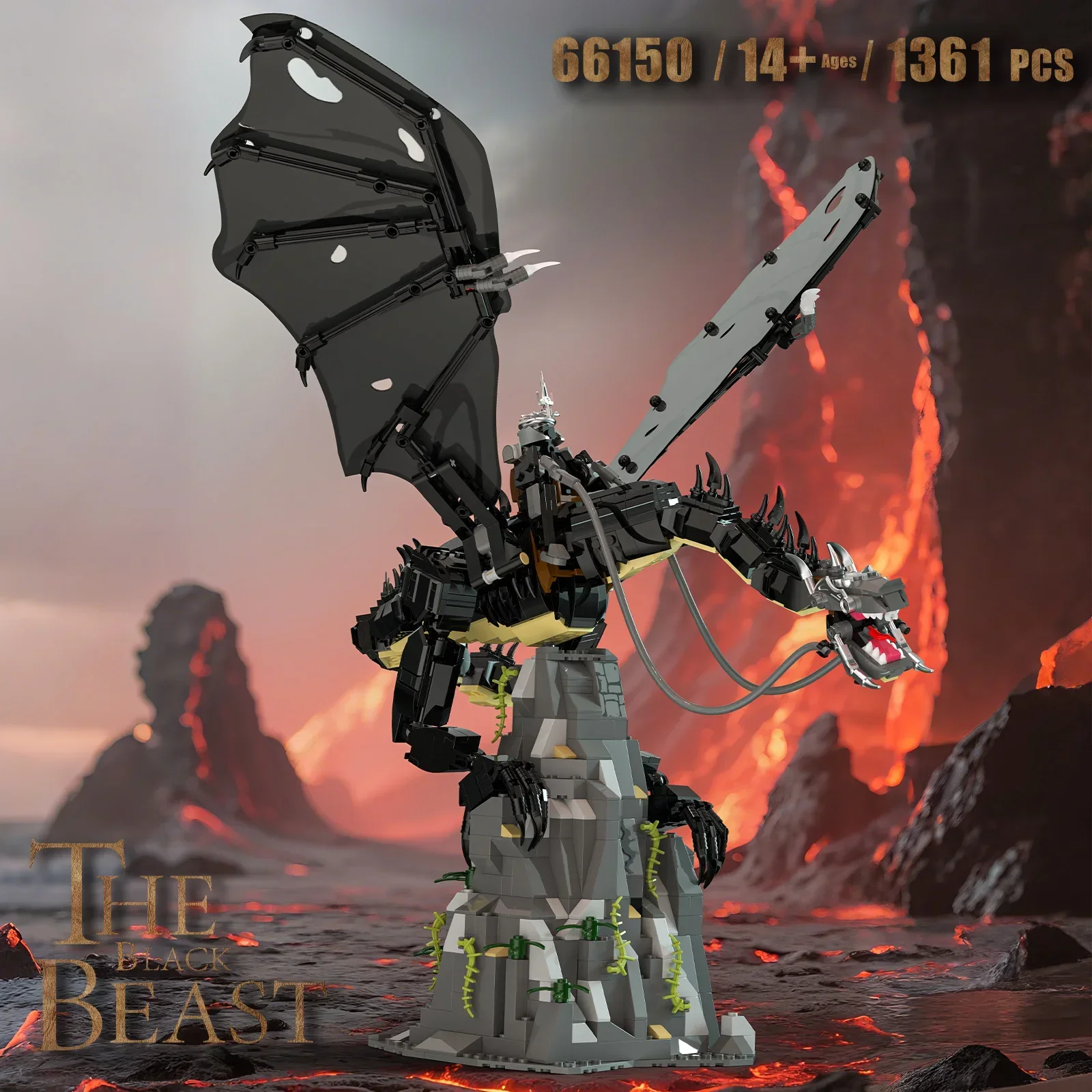 

1361pcs Witch King Fell Beast Building Blocks Set Toy,Medieval MOC Nazgul Dragon Model Kit for Adults & Kids, Fans Boy Girl Gift