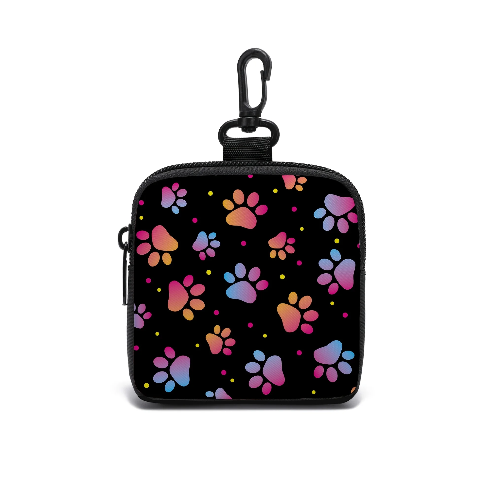 Polyester Dog Paw&Cat Paw Print Zipper Coin Purse Portable Multifunctional Women's Wallet Zipper Compact Storage Travel Pouch