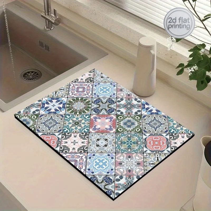 + Procurement of 1pc Tableware Draining Mat, Tableware Drying Mat, Floral Drainage Mat, Coffee Machine Mat, Kitchen Countertop A