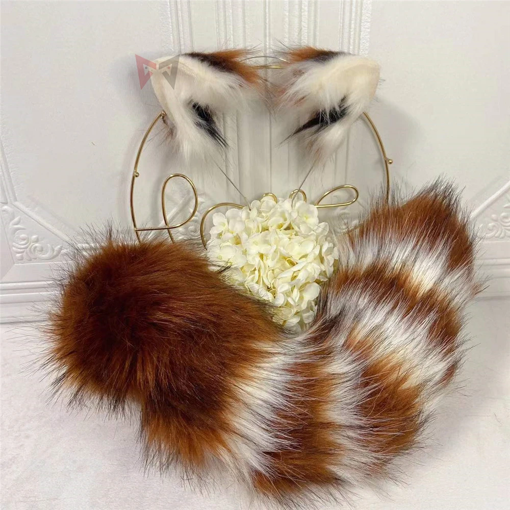 New Hand Made Lesser Panda Ailurus Fulgens Ears Headband Hairhoop Hairbands Headwear  Game Party Costume Accessories