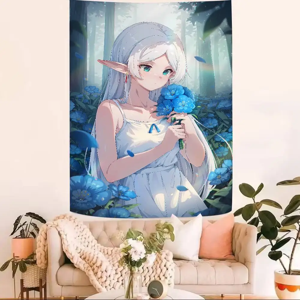 XXL Hot Sousou No Frieren Tapestry Decoration Bedroom Dormitory Background Cloth Holiday Home Party Living Room Club Tapestry