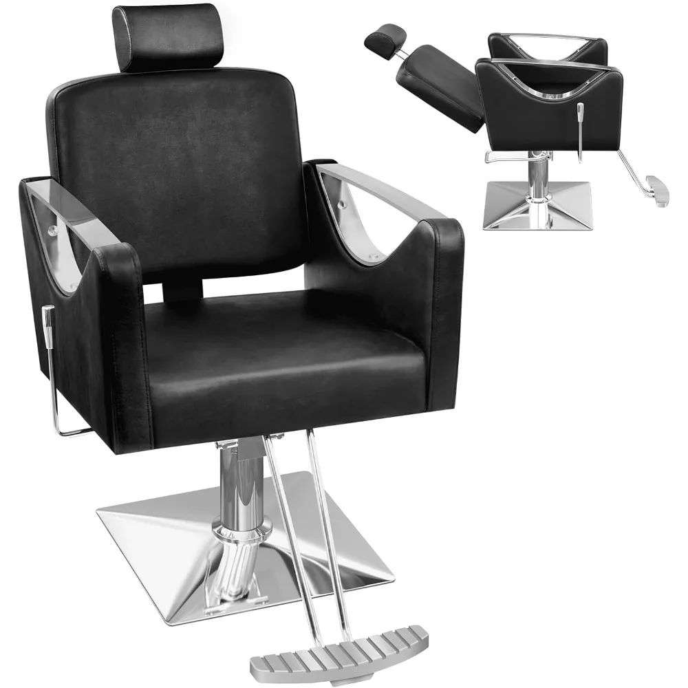 

Barber Chair, Reclining Heavy Duty Salon Chair with Hydraulic Pump & Adjustable Headrest, Professional Beauty Styling Hair Chair