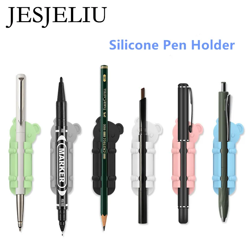 

Self-Adhesive Silicone Pen Holder Wall Mounted Pencil Clip Desktop Marker Pen Ballpoint Pen Storage Holder Home Office Organizer