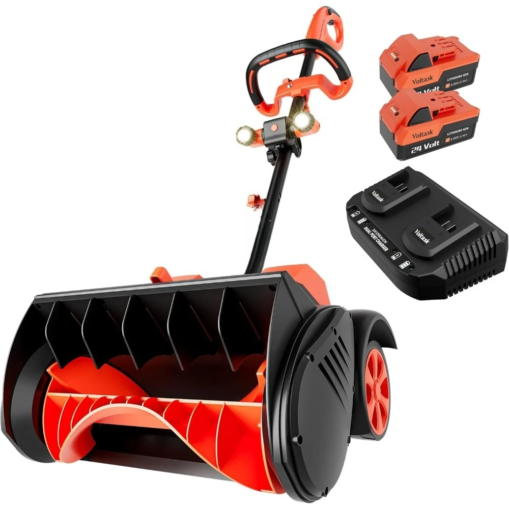 

NEW Cordless Snow Shovel w/Wheels,48V,16-Inch,4-Ah Brushless w/Directional Plate&LED Lights (2*24V Battery&Dual Quick Charger)