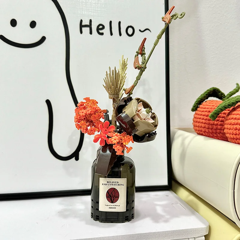 Bros Block Domestic Mini Stacking Building Blocks Flower Bouquet Assembly Creative Desktop Decor for Girls