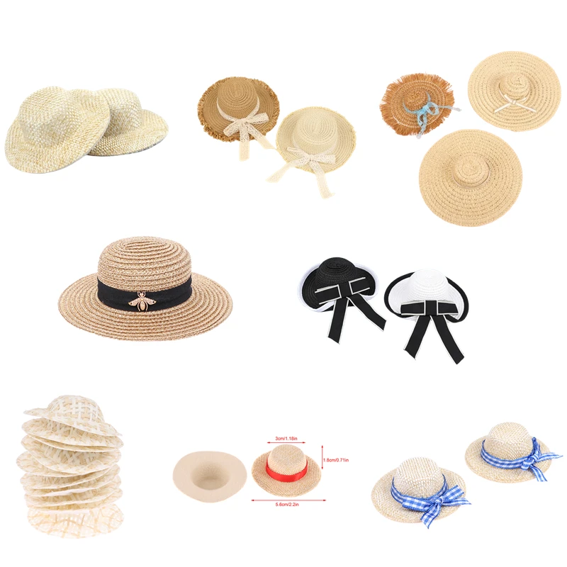 

1/2/10 шт. миниатюрные модные соломенные шляпки для кукольного домика, украшение для кукольного домика, ручная работа, аксессуары для кукольной одежды