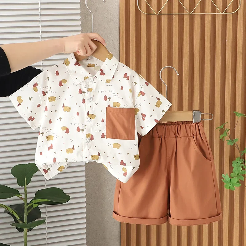 

New Summer Baby Clothes Kids Clothing Suit Children Boys Cartoon Shirt Shorts 2Pcs/Sets Toddler Casual Costume Infant Tracksuits
