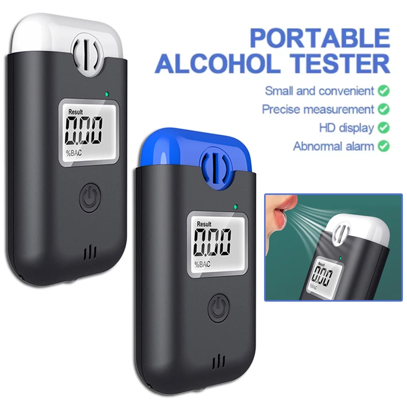 Non-contact Breath Alcohol Tester Professional Breathalyzer Alcometer Rechargeable LCD Display Digital Portable Alcohol Detector