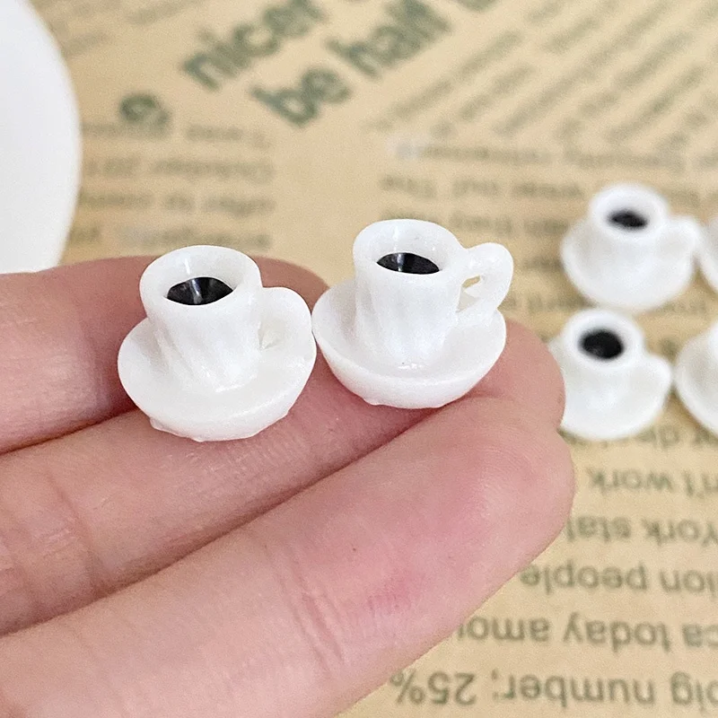 10pcs/Pack Mini Dollhouse Coffee Cup Resin Charms Simulation Tea Cups Decor Accessory DIY Earring Bracelet Pendant Jewelry Make