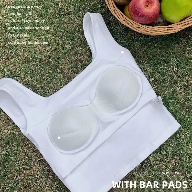 Slimming With Chest Pad Tops Anti-Glare Inner Bottom Camisole Tank Top Simple Soft 2PCS