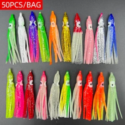 50PCS 5-12cm 20 Mixed Color Glowing Squid Fishing Lure Soft Rubber Octopus Squid Skirt Bait Sea Bass Tuna Carp Fishing