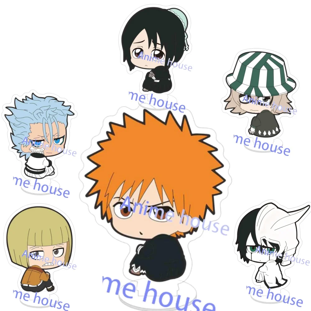 Anime Bleach Acrylic Keychain HD Q Edition Figurines Kurosaki Ichigo Ishida Uryuu Kuchiki Handcuff Cartoon Figurines Standing