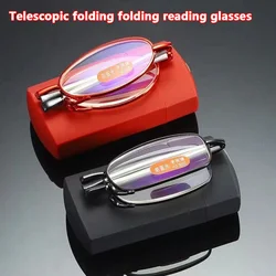 Folding Reading Glasses for Women Small Frame Metal Glasses With Original Box Portable Black Men Farsighted Glasses +1 to +4