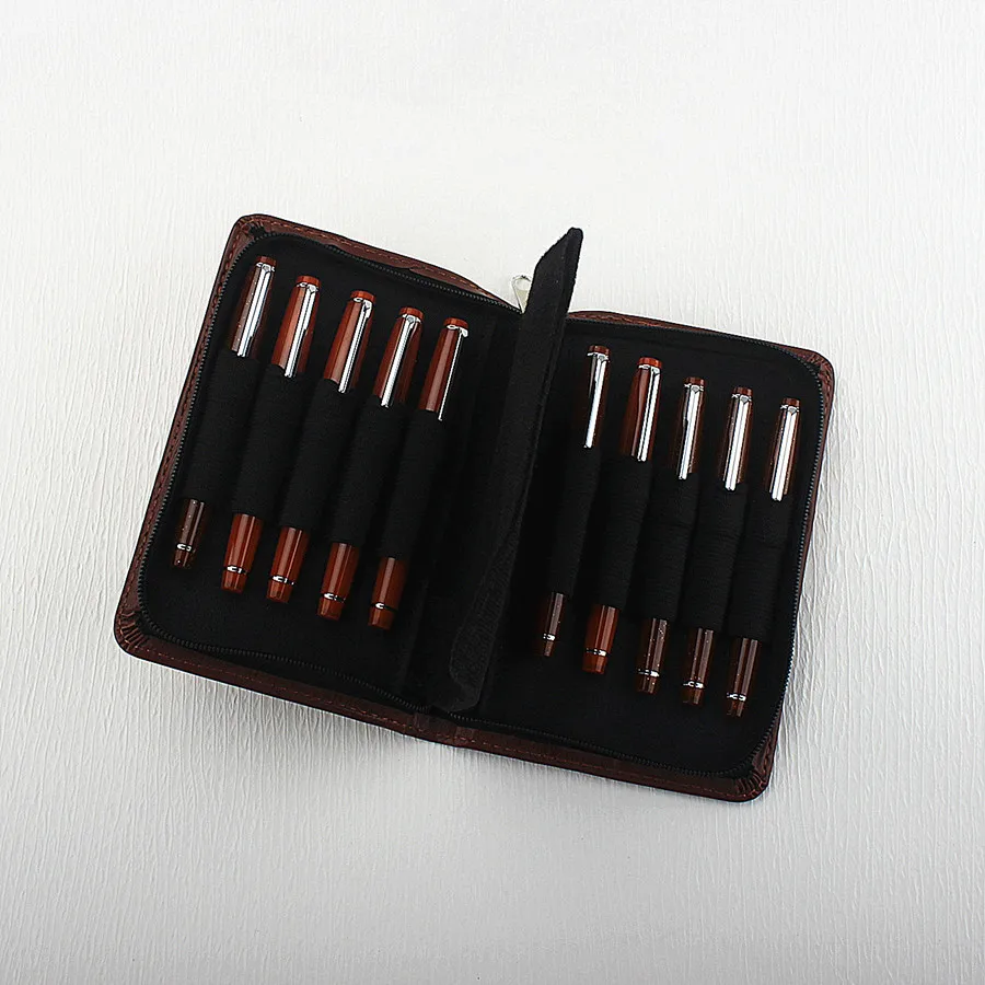 

Pencil Case Bag Available for 10 Fountain Pen / Rollerball Pen Holder Storage Bag black Color Waterproof