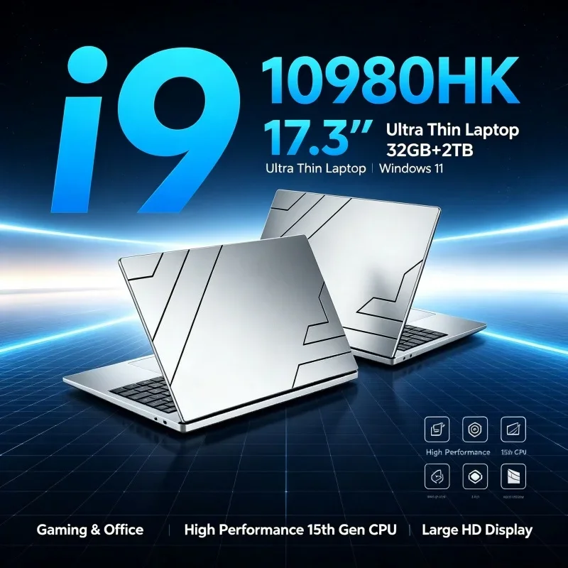 High Performance 17.3 ''HD Notebook PC Intel Core I9‑10980HK 32GB RAM 2TB SSD Win11 WiFi6 BT5.2 Portable Laptop For Home Office