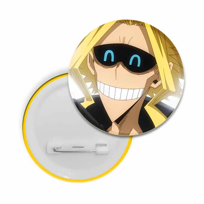 32/44/58MM Anime Soft Button Pins Figure All·Might Round Brooch Badge for Clothes Bag Lapel Pin Accessories Fans Collection