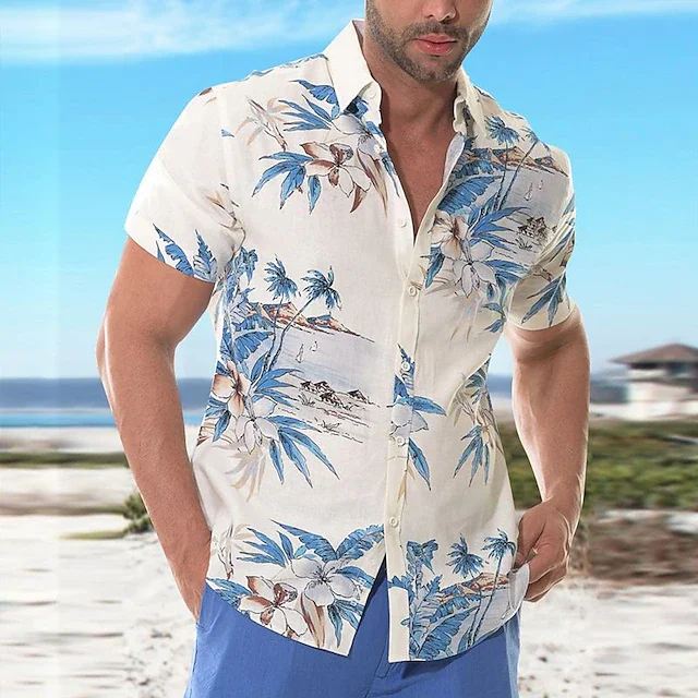 Camisa hawaiana de manga corta para hombre, Camisa de playa con estampado 3d de árbol de coco, a la moda, 5xl, 2024