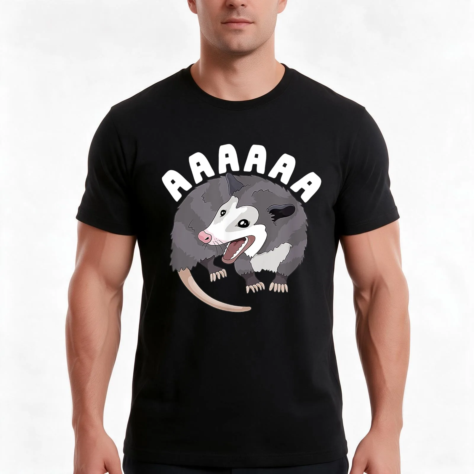 AAAAAA Screaming Opossum Stressed Possum Funny Dank Meme T-Shirt Summer Casual Cotton Tee Oversized Streetwear Tops