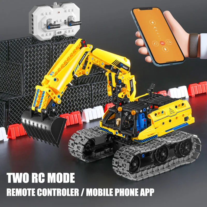 Técnico 3 em 1 cidade engenharia carro escavadeira bulldozer transformar rc robô modelo blocos de construção tijolos brinquedos para crianças