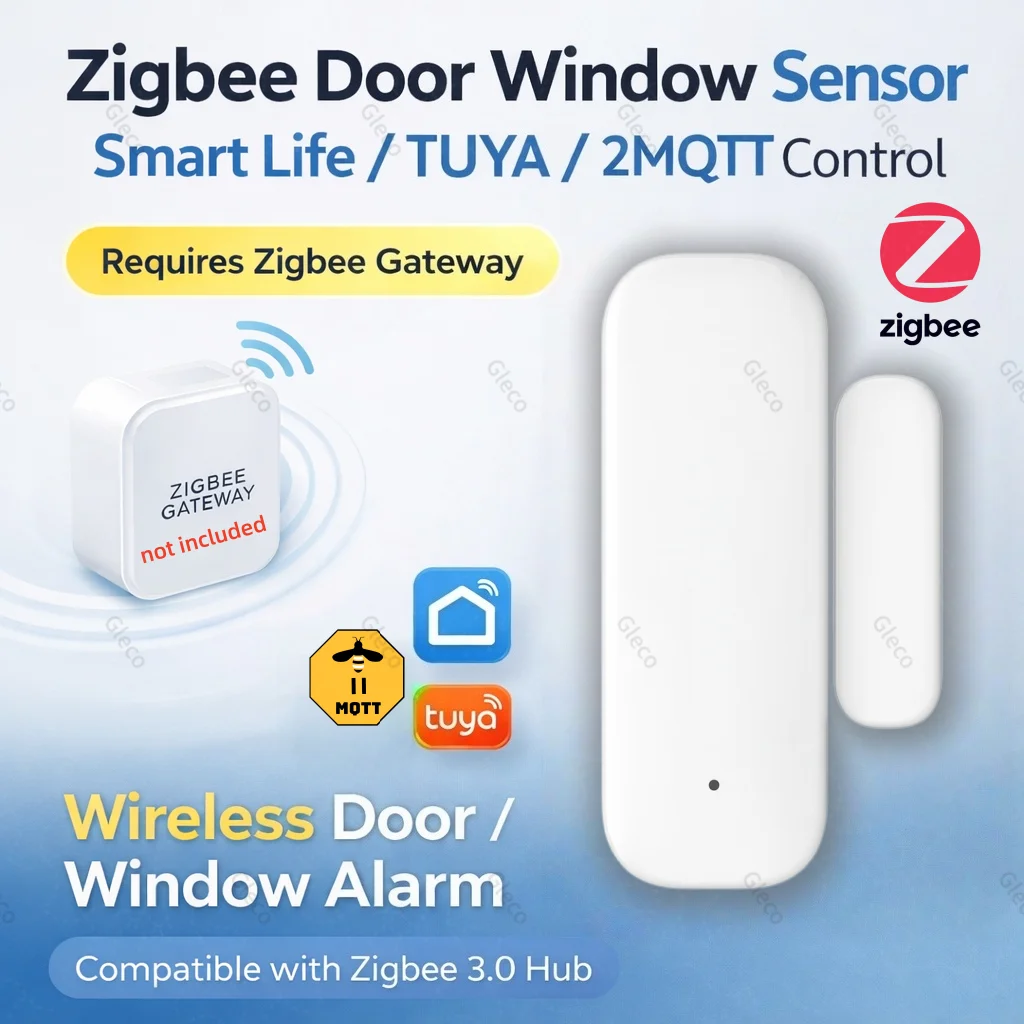 

Zigbee Door Window Sensor Wireless Smart Home Security Anti-Theft Burglar Magnet Compatible With TUYA Z2M For Safety Protection
