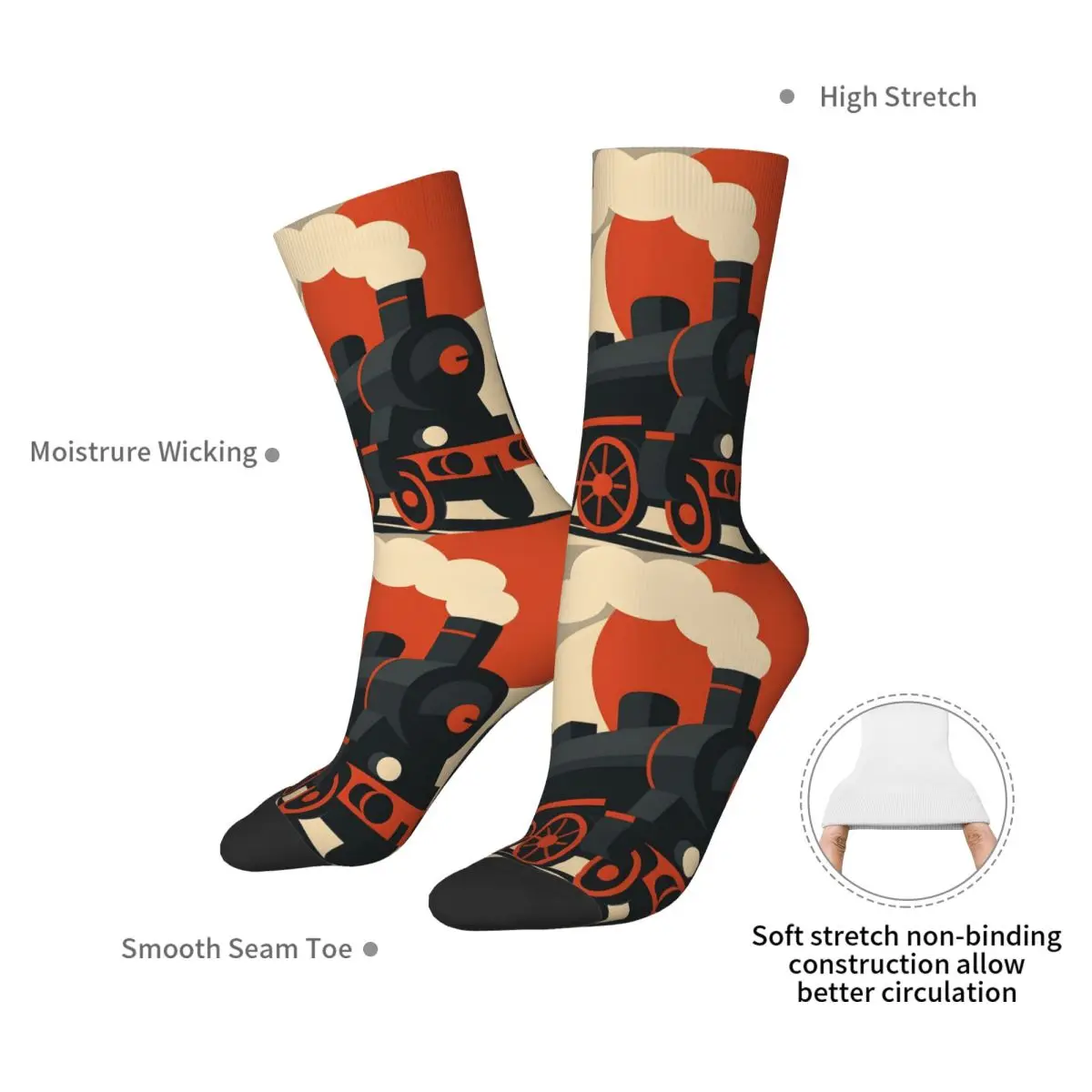 جوارب دائرية لجميع المواسم، جوارب قطار البخار، جوارب هاراجوكو الطويلة، إكسسوارات للرجال والنساء هدية عيد الميلاد