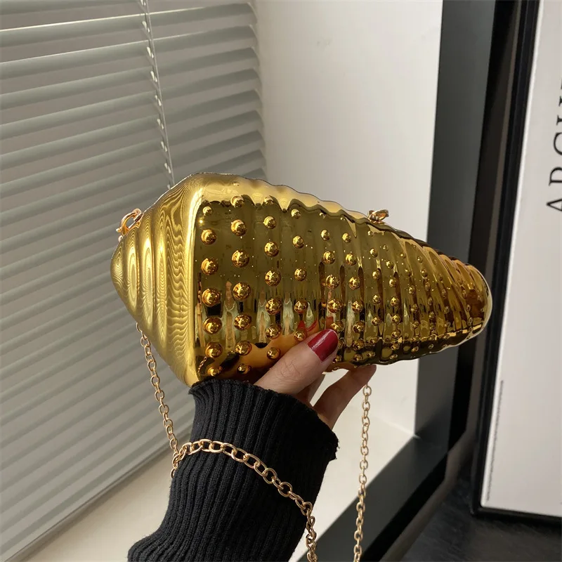 Acrylic Conch Bag 24 New Fashion Ice Crack Trendy Women's Shoulder Bag Funny Chain Dinner Bag