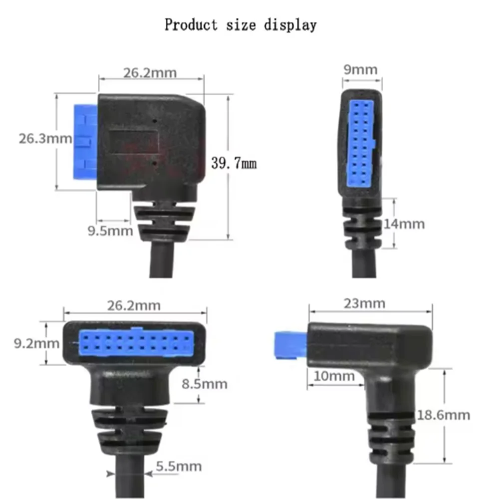 Main Board Side Bend 19P/20Pin To USB 3.0 Expansion Front Panel Bezel Cable 19 Pin Data Adapter Cable DIY Chassis Computer