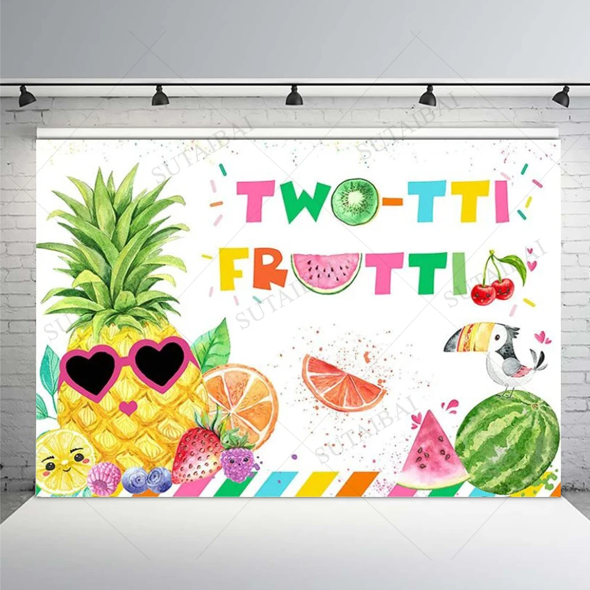 

Cartoon Party Twotti Fruit Custom Personalized Banner Background Watermelon Pineapple Deco Room Supplies Photo Studio Photophone