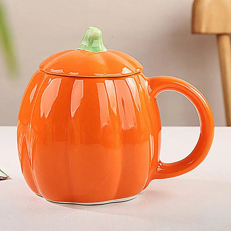 

Pumpkin Mug with Lid Spoon Fall Creative Ceramic Thermos Breakfast Oatmeal Cups Heat-insulating Scalding-proof Milk Cup