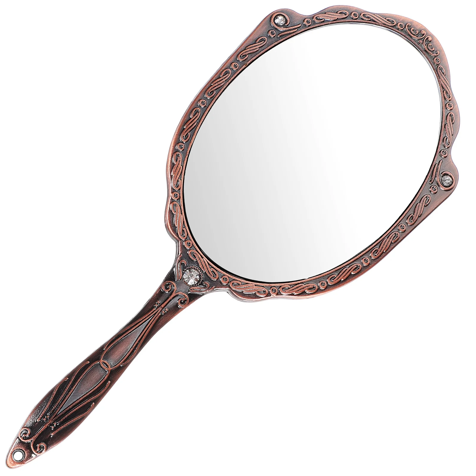 Hand-Make-up-Spiegel im Vintage-Stil, Metall, Glas, langlebig, 360-Grad-Drehung, tragbarer Handspiegel für Damen und Herren